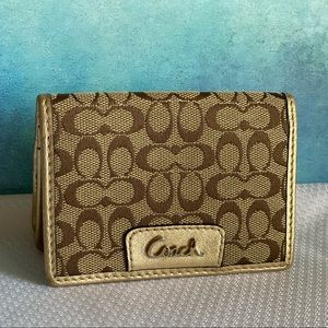 Tan w/ Gold Coach Card Holder